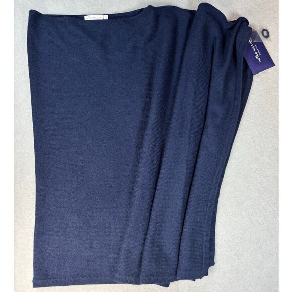 Peter Millar Women's One Size Navy 100% Cashmere Essential Knit Poncho Wrap Soft - Picture 5 of 5